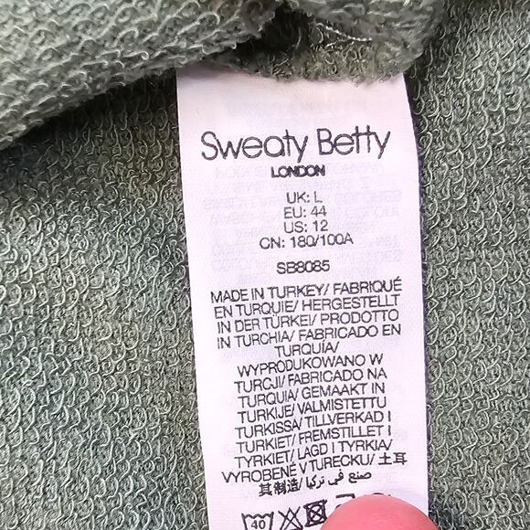 Sweaty Betty Green After Class Relaxed Athletic Crop Hoodie Womens US 12 V-Neck - Picture 6 of 7